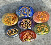 Seven Chakra Cabochon Set with Symbols